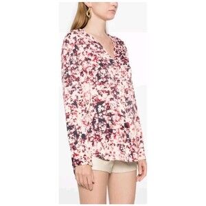 HUGO BOSS Women's Floral Long Sleeve Button Down Size 6 Blouse 100% Viscose
